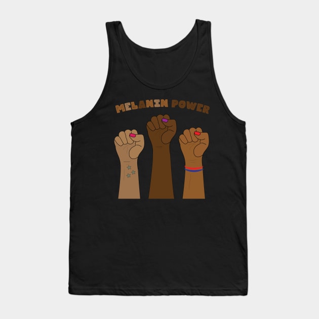 Melanin Power Raised Fists Tank Top by blackartmattersshop